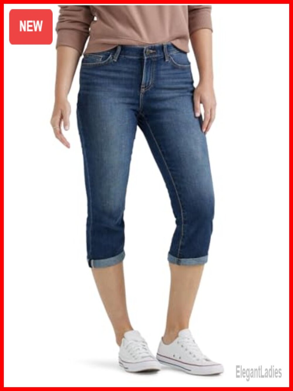 Flex Motion Regular Fit 5 Pocket Capri Jean Cotton Blend Stretchable Woven